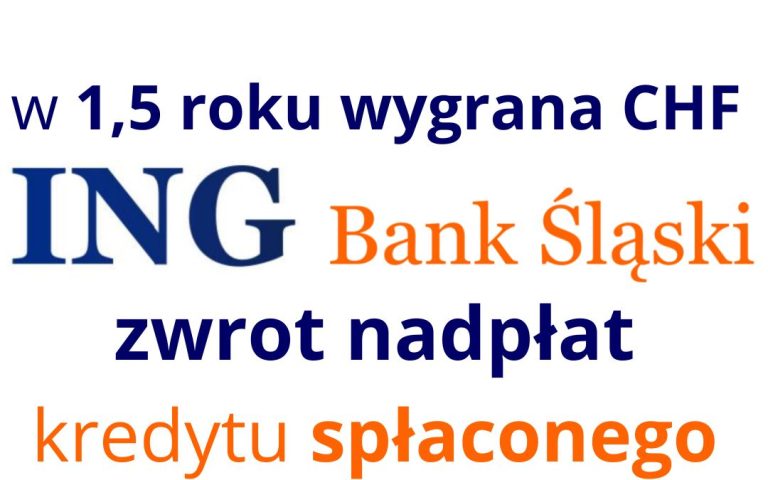 23.10.2023 Kredyt frankowy ING Bank Śląski – wygrana w&nbsp;sprawie spłaconego w&nbsp;2017 roku kredytu