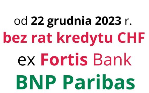 22.12.2023 Wakacje kredytowe CHF w&nbsp;BNP Paribas (ex-Fortis Bank)