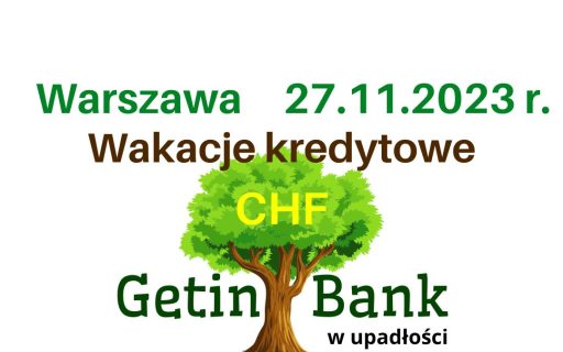 Wakacje kredytowe CHF Getin Noble Bank w upadłości