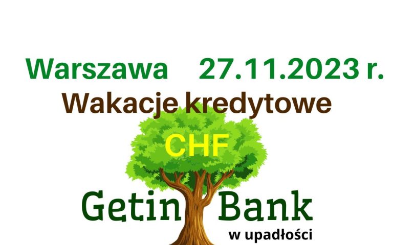 Wakacje kredytowe CHF Getin Noble Bank w upadłości