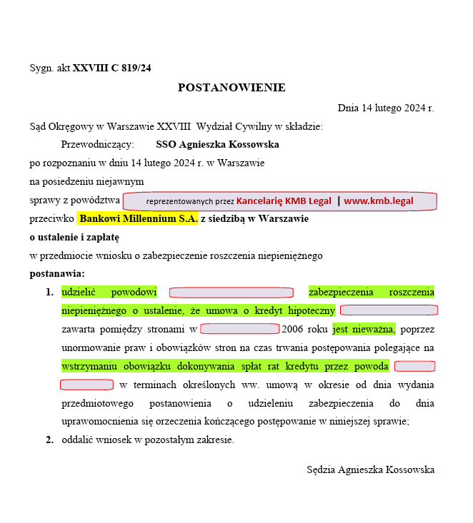 wakacje kredytowe 2024 bank millennium