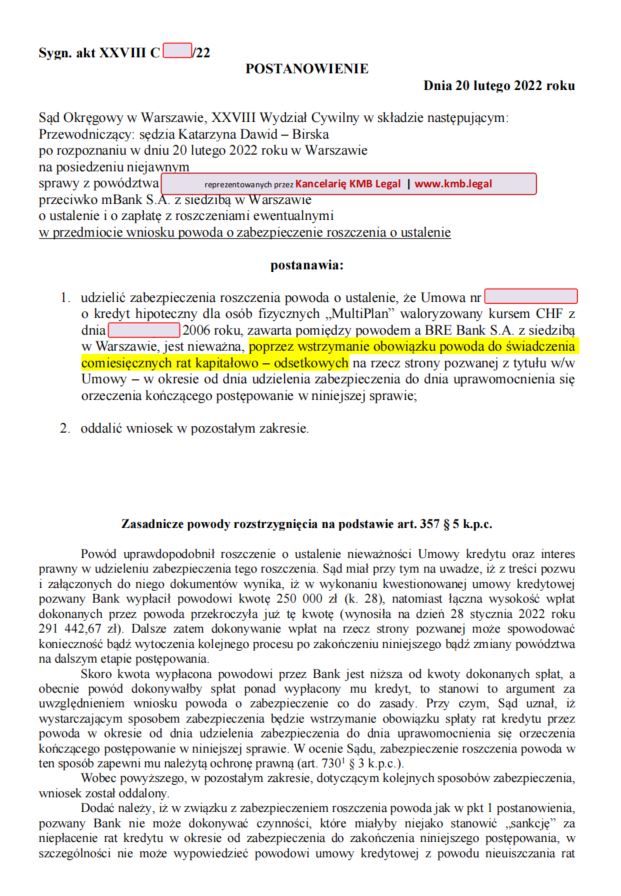 BRE Bank multiPlan zawieszenie kredytu