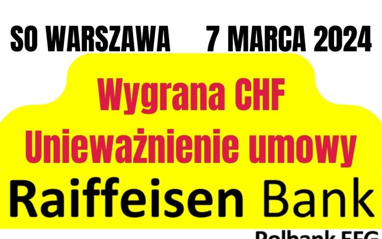 Unieważnienie kredytu CHF Raiffeisen Bank International