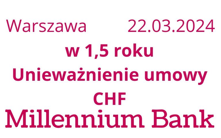 22.03.2024 Wyrok frankowy Millennium – Sądowe zwycięstwo CHF z&nbsp;Bankiem