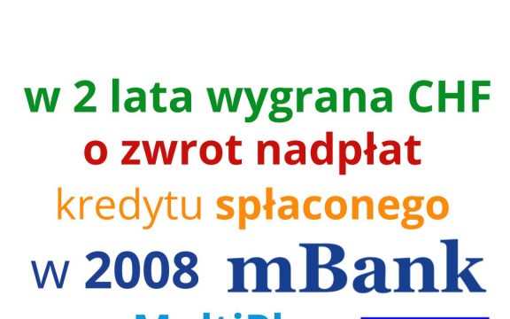 13.06.2024 Wygrana CHF z&nbsp;mBank w&nbsp;sprawie całkowicie spłaconego kredytu frankowego w&nbsp;2008 roku