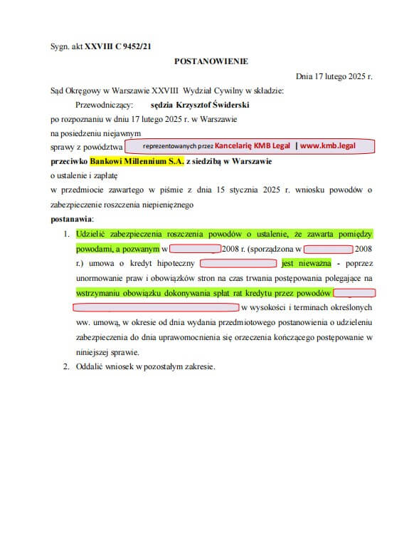 millennium wakacje kredytowe