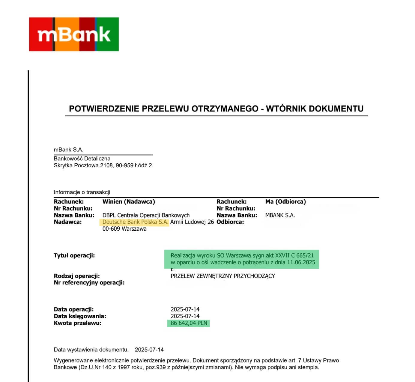 deutsche bank ugody