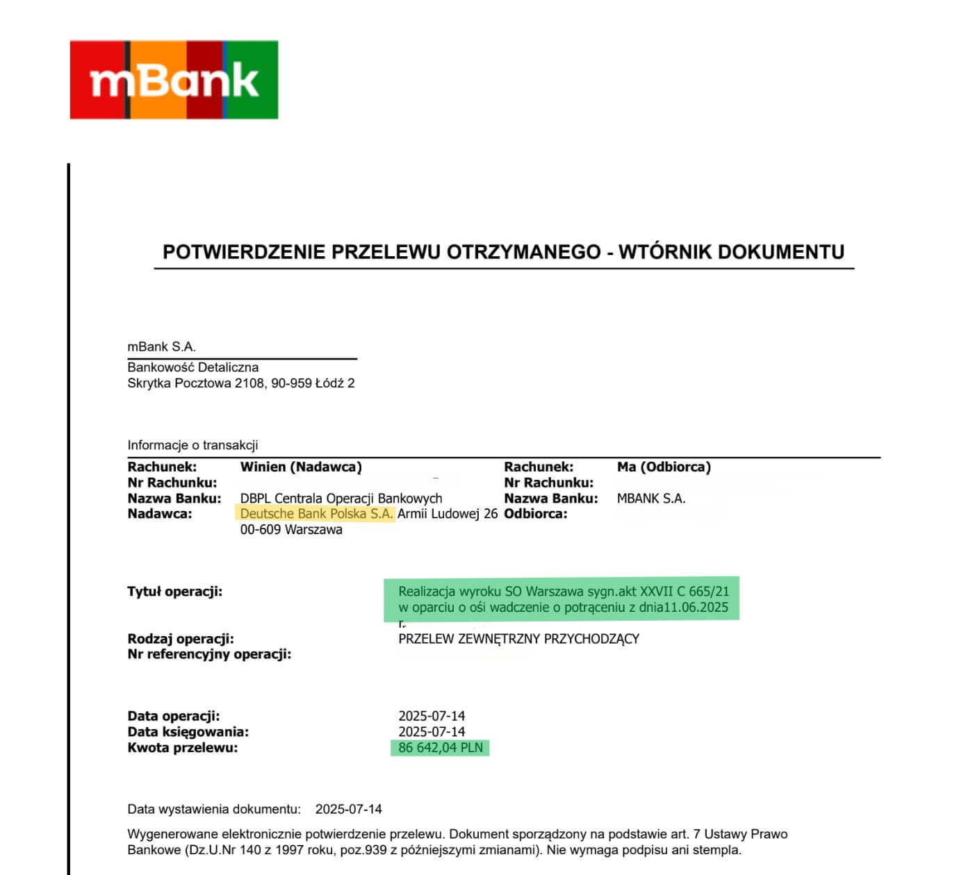 deutsche bank ugody