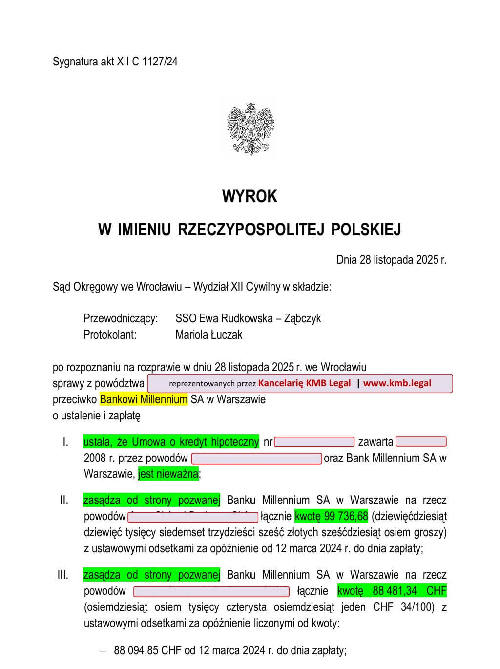 Millekredyt DOM w CHF