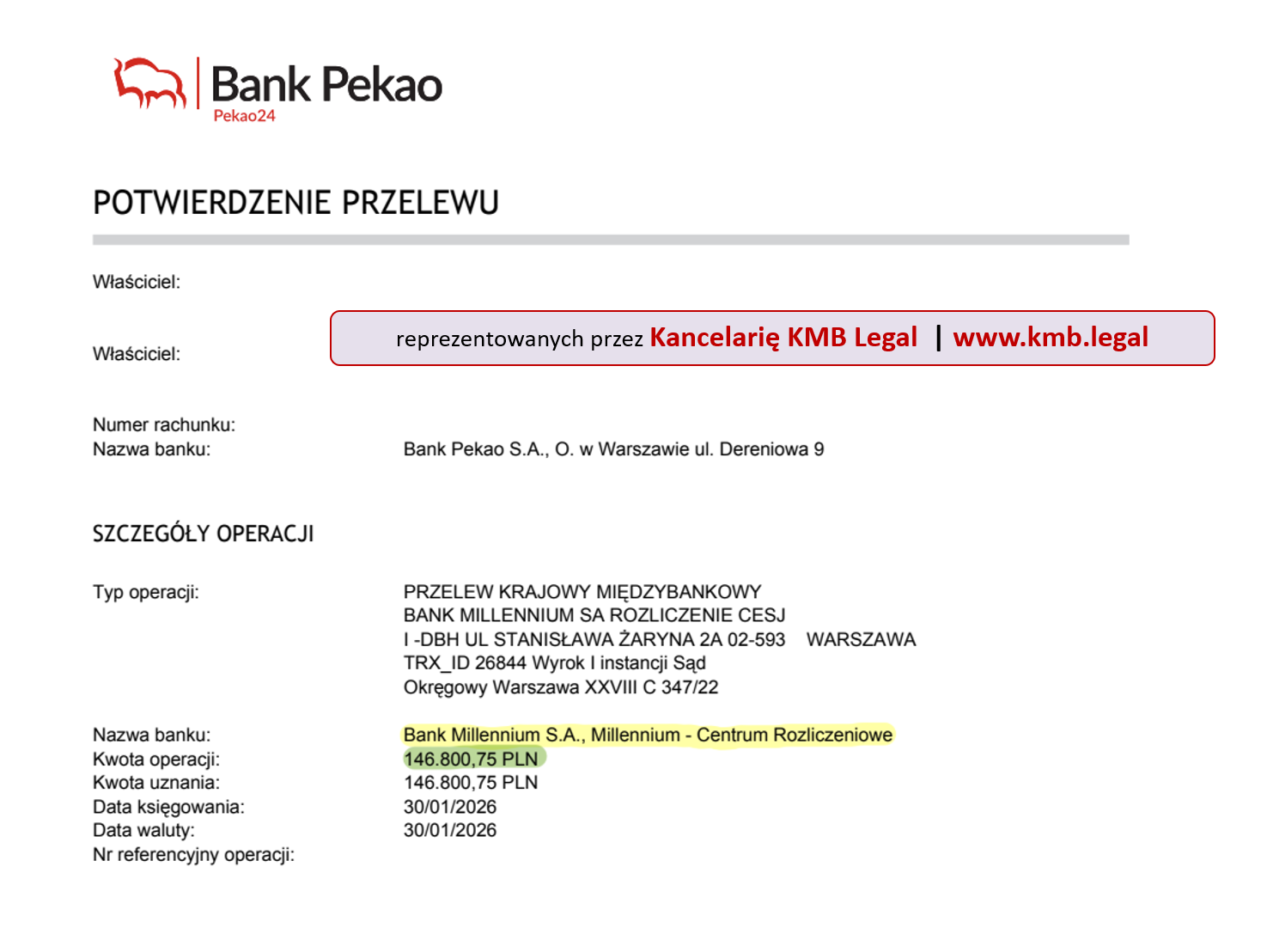 Porozumienie kompensacyjne z Bankiem Millennium